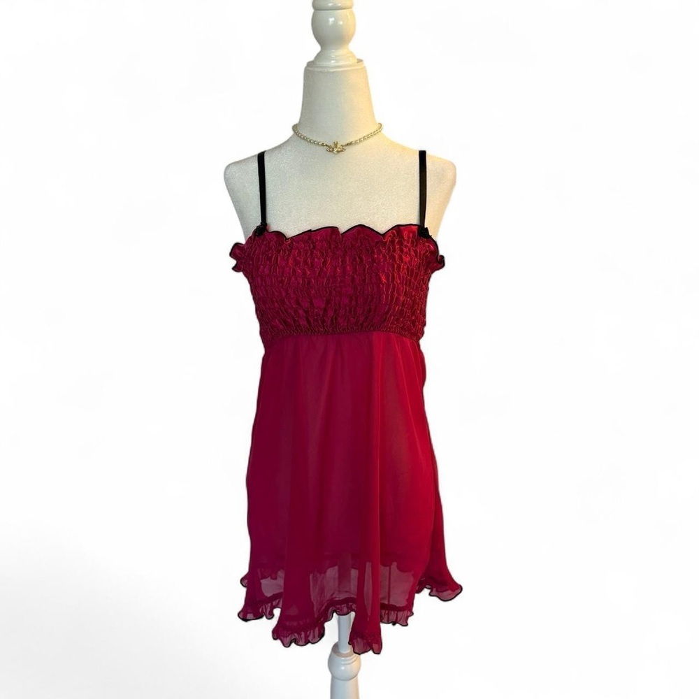 Secret Treasures Coquette Frilly Ruffled Babydoll Spaghetti Strap Top Slip Dress